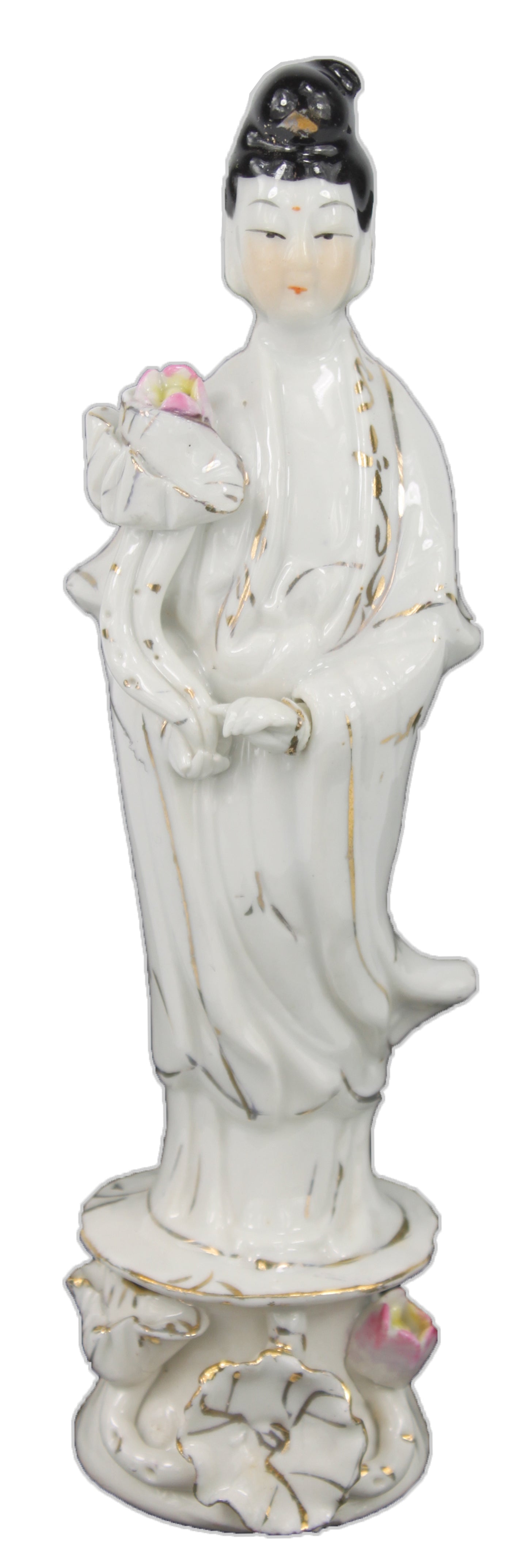 2393 - 7" Color Quan Yin - Flower Rt - |Bu-04|