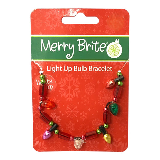 23966 - Light Up Bulb Bracelet Festive Red Led Bead |2-16|
