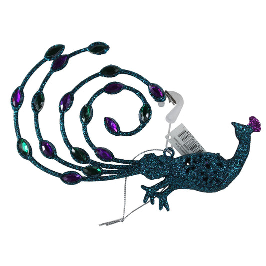 23987 - Glitter Aqua Peacock Ornament |Pod 2-62|