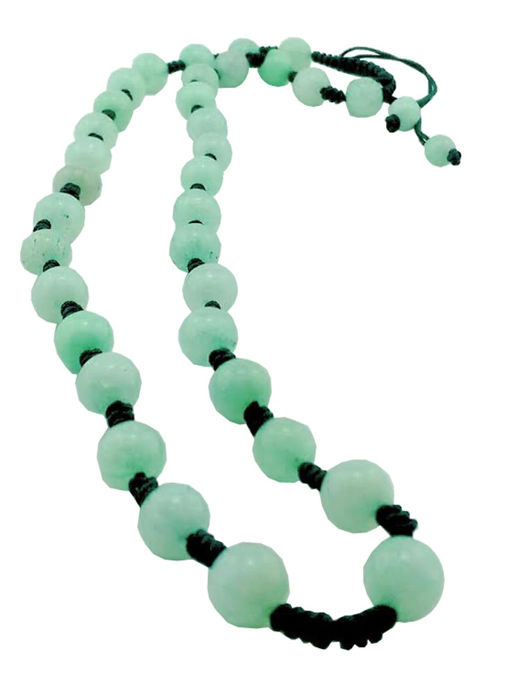 2402 - Jade Bead Macrame Necklace - |Clear-20|
