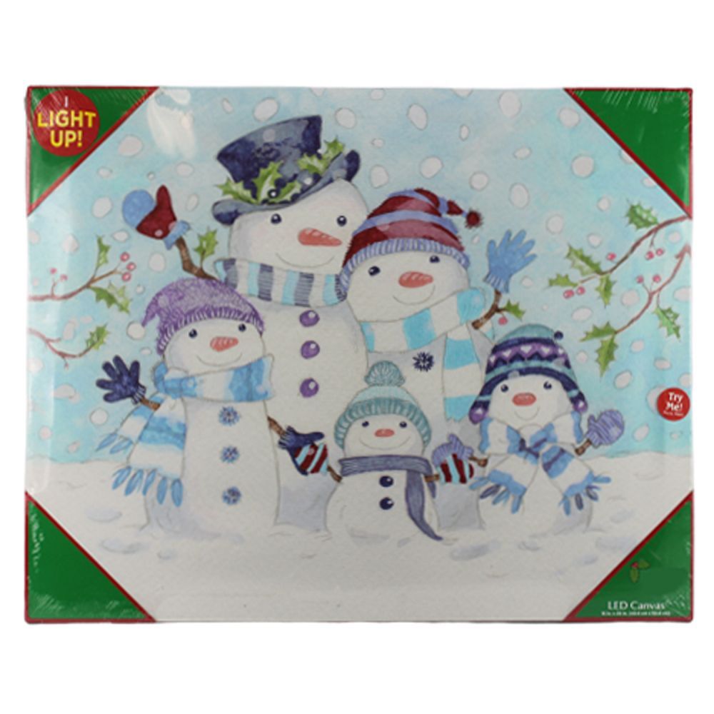 24287 - LED Snowman Family Canvas 16x20"  |16-21|