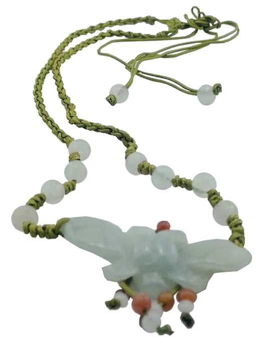 2430 - Stone Lotus Cord Necklace - |Clear-20|