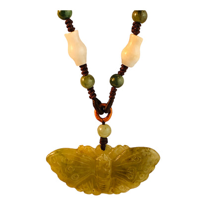 2433 - Jade Green Butterfly Necklace - |Clear-20|