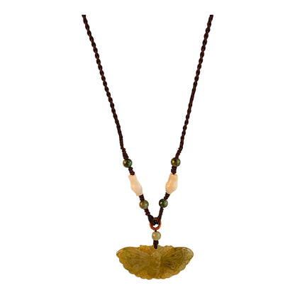 2433 - Jade Green Butterfly Necklace - |Clear-20|