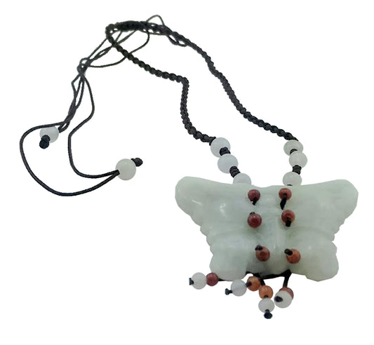 2446 - White Jade Butterfly Necklace - |Clear-20|