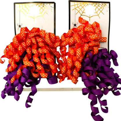 24622 - Orange And Purple Bow Set of 2 Hair Clips |2-16|