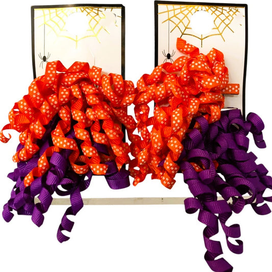 24622 - Orange And Purple Bow Set of 2 Hair Clips |2-16|