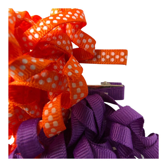 24622 - Orange And Purple Bow Set of 2 Hair Clips |2-16|