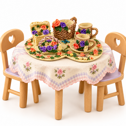 24914 - 6" Ceramic Basket & Flower Mini Tea Set |TBD|