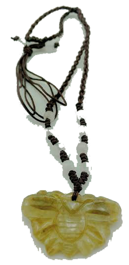 2500 - Brown Jade Moth Necklace - |Clear-20|