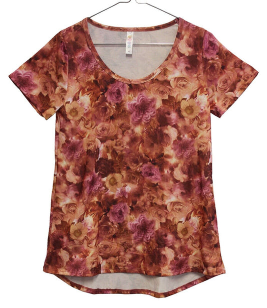 25288 - High-Quality Women's Classic T-Shirt in XS Size with Vibrant Rose Pattern for Casual Wear |BH-HALL|