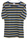 25302 - LuLaRoe Gigi XM Striped Grey, Blue and Black Women's Fashion Leggings |BH-HALL|