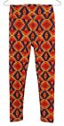 25328 - Women's One Size Orange, Blue, and Yellow Pattern Leggings for Everyday Wear |BH-HALL|