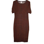 25346 - Stylish Lularoe Julia XS Women's Dress with Navy Brown Squares Pattern |BH-HALL|