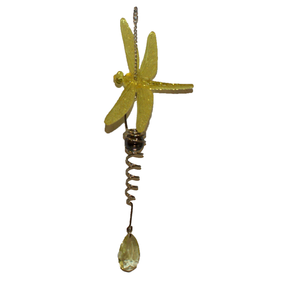 25491- Yellow Dragonfly Wind Chime 10 Inch Hand Painted Glass Bead Outdoor Garden Decor |G-7|