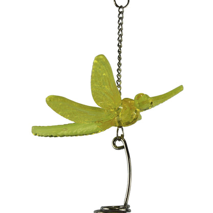 25491- Yellow Dragonfly Wind Chime 10 Inch Hand Painted Glass Bead Outdoor Garden Decor |G-7|