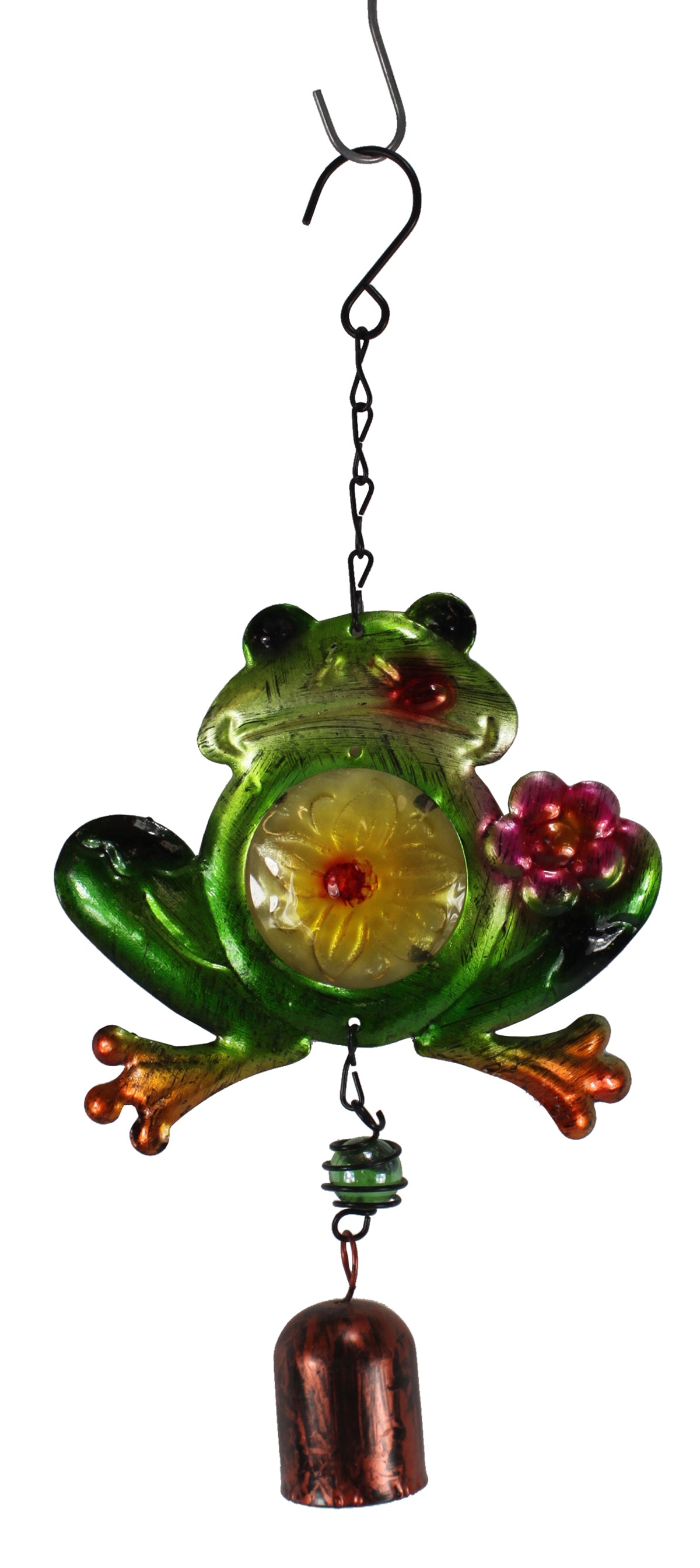 25500- 12 Inch Metal Whimsical Frog Wind Chime Wind Bell Garden Decor Outdoor Frog Accent |G-7|