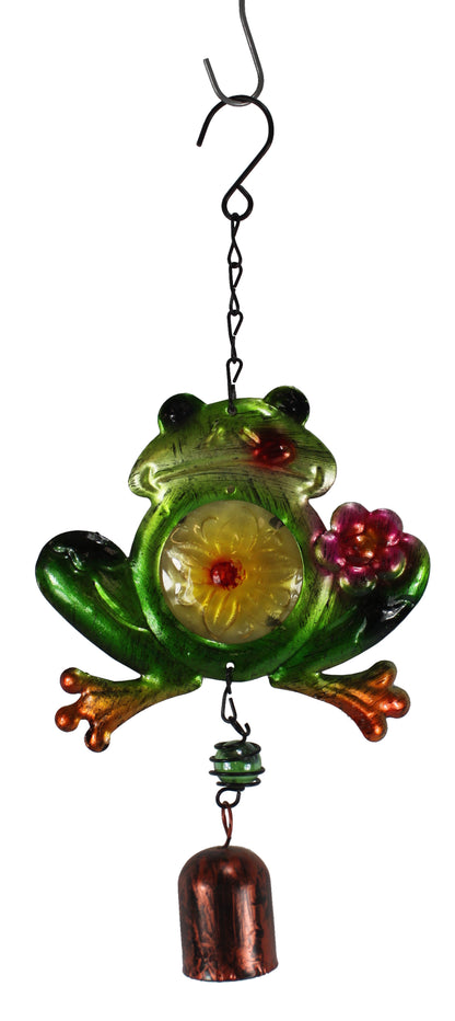 25500- 12 Inch Metal Whimsical Frog Wind Chime Wind Bell Garden Decor Outdoor Frog Accent |G-7|