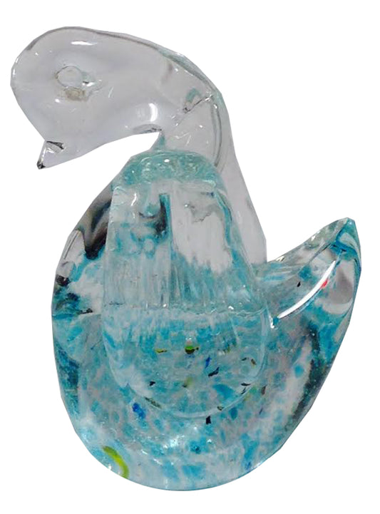2557 - 3" Blue Glass Swan - |Z-30|