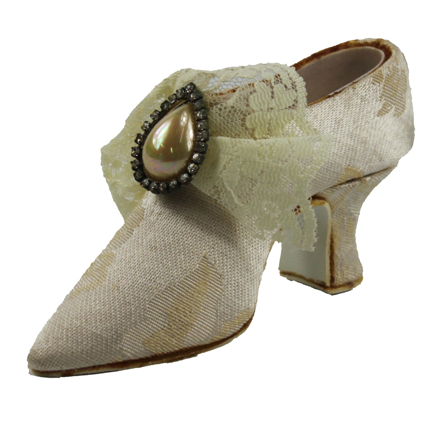 25733 - 4" Victorian-Style White Decorative Shoe Figurine with Pearl Accents |1-27|