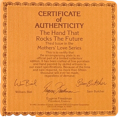 2588 - Precious Moments The Hand That Rocks The Future Plate with Box and Certificate of Authenticity |H-49|