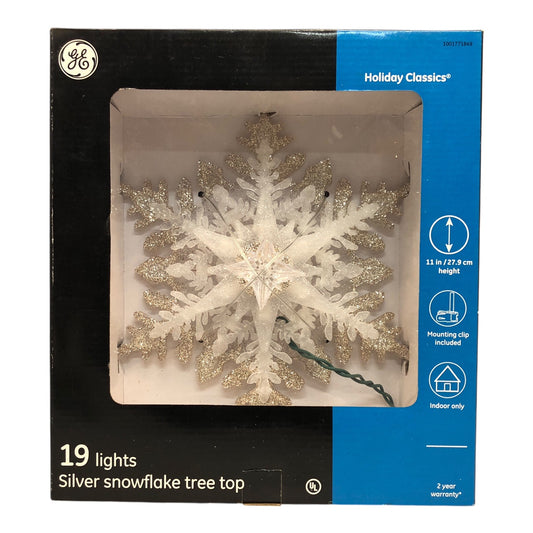 2603 - 19 Lights Silver Snowflake Christmas Tree Topper for Holiday Decor |Pod 2-42|
