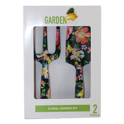 26096 - Black Floral 2-Piece Gardening Set - Hand Trowel and Rake |TBD|