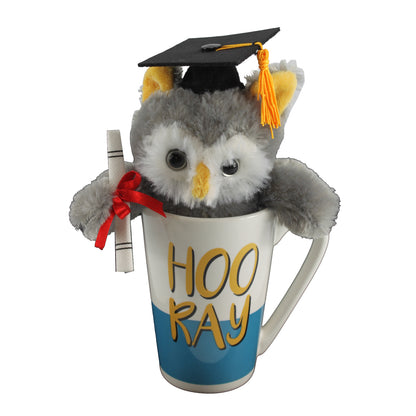 26209 - 8" Owl Plush Graduation Mug Set |23-1|