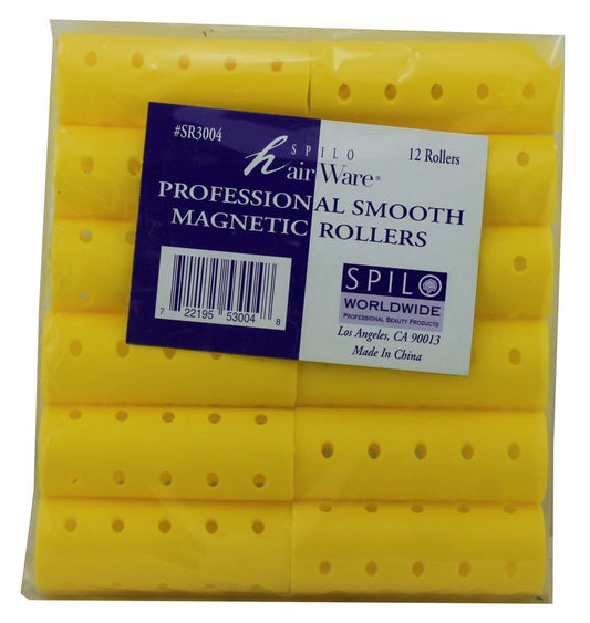 2627 - Spilo Hair Ware Smooth Magnetic Yellow Rollers-12 pcs - |BA-39|