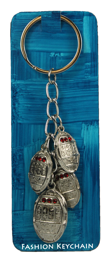 26456 - Keychain 4 Scarab Silver w/ Jewel Bought In Egypt |DVD-37|