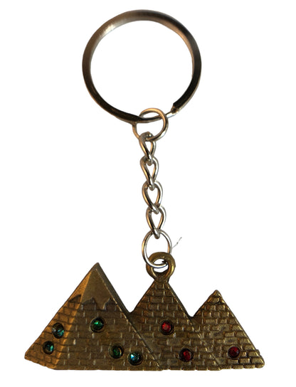 26464 - Keychain Brass 3" Three Pyramids Bought in Egypt |DVD-37|
