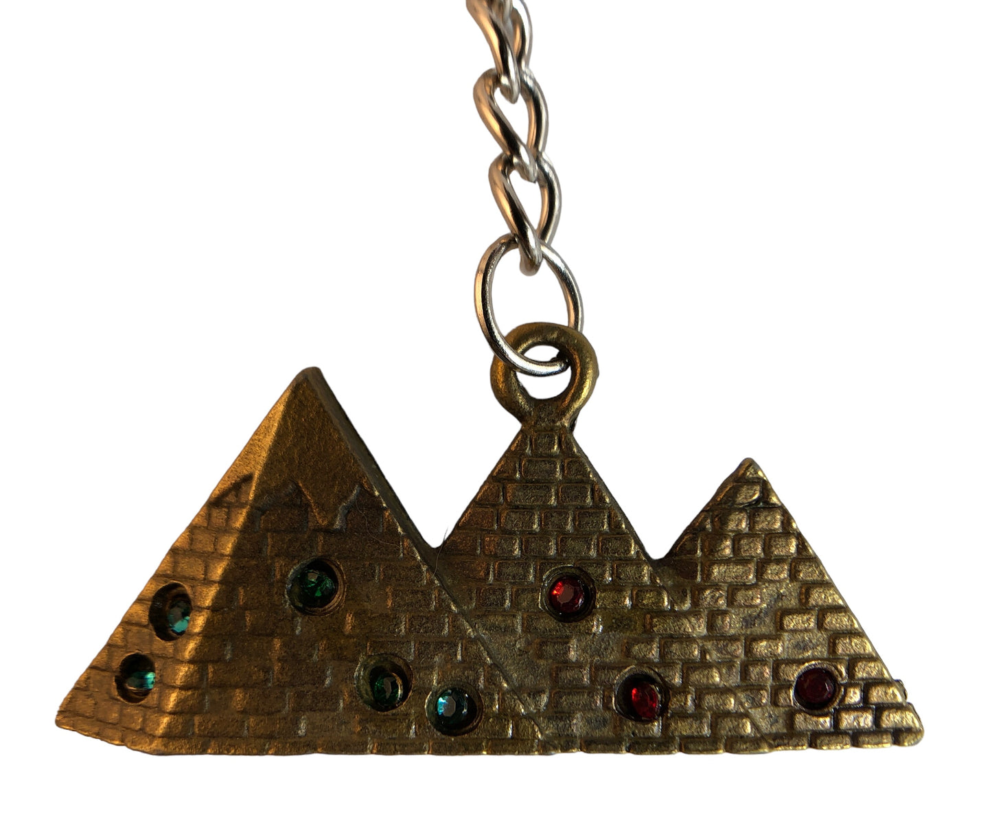 26464 - Keychain Brass 3" Three Pyramids Bought in Egypt |DVD-37|