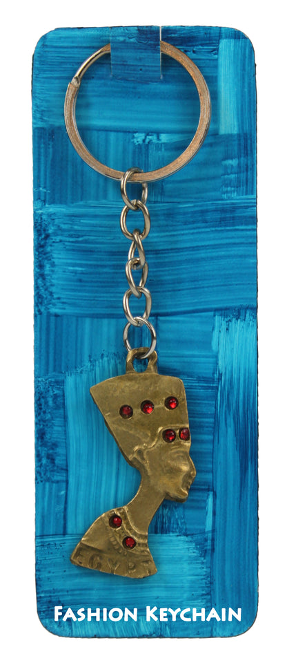 26466 - Set of 2 Keychain Brass Nefertiti Bought in Egypt-1 |DVD-37|