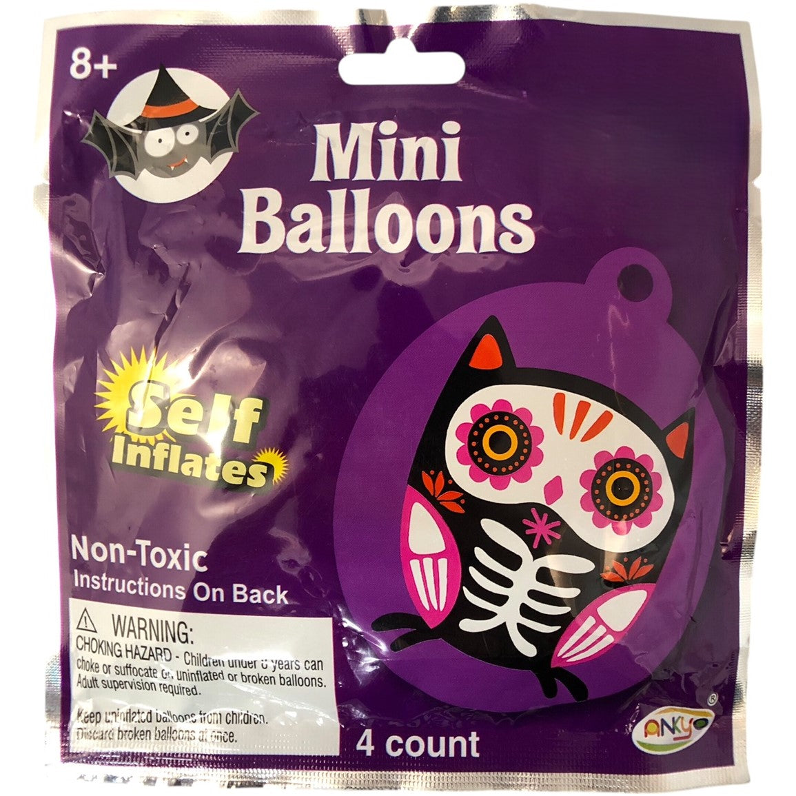 26976 - 4 Count Mini Halloween 6" Sugar Skull Owl Balloon |2-16|