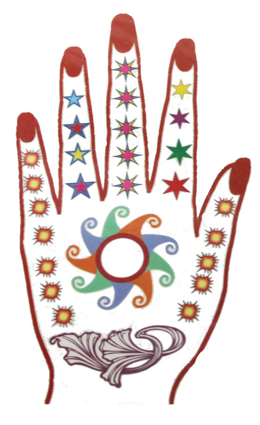 2700 - Henna Hand Red Nails w/Stars - |File-17|