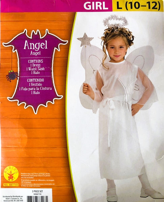 27137 - Girl Large Angel Costume Size Ten to Twelve Dress Sash Halo
