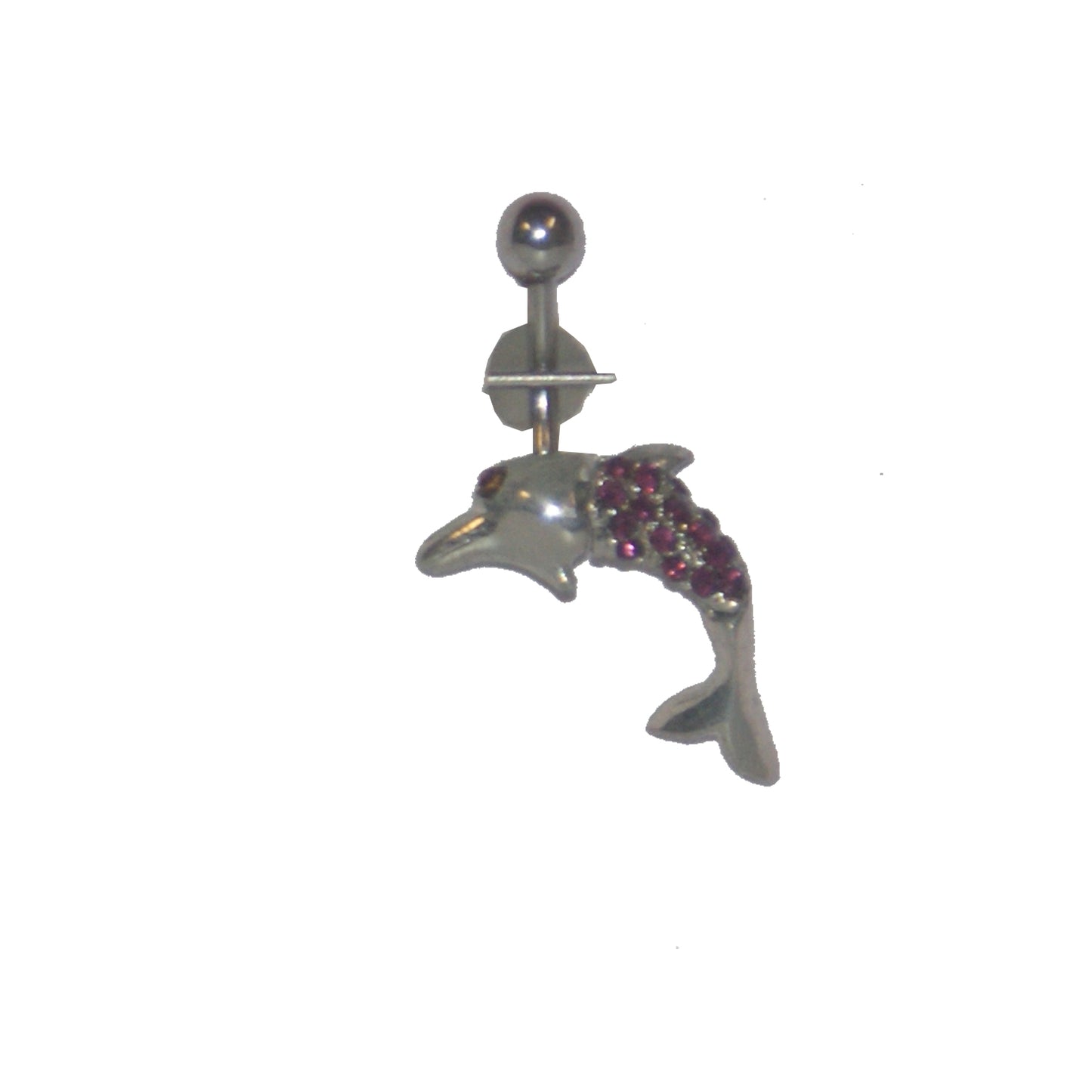 2742 - Purple Crystal Dolphin Belly Ring - |Clear-162|