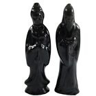 27684 - Black Glazed Asian Couple Figurine With Intricate Cultural Artistry And Timeless Elegance |F-27|