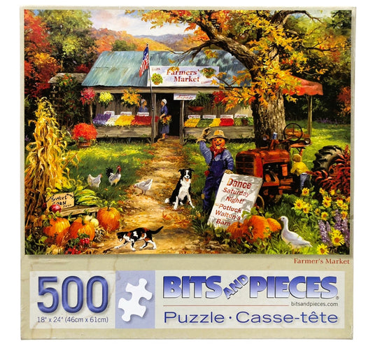 2807 - Bits Pieces Farmers Market 500-Piece Used Jigsaw Puzzle for Adults |GR-18|