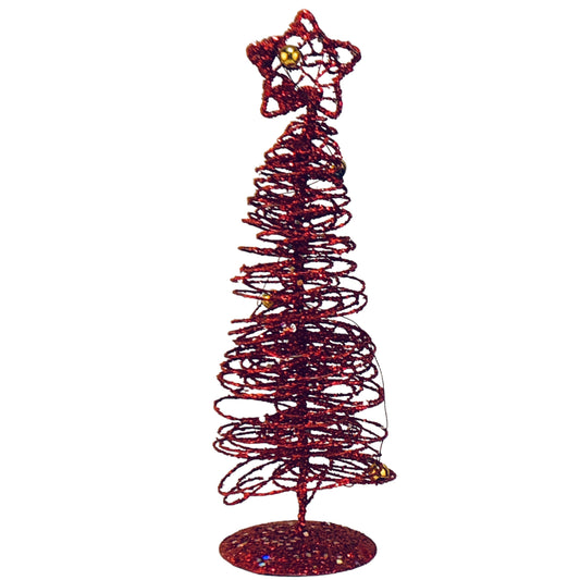 28113 - 8" Metal Spiral Red Tree Set of Two |Pod 2-61|
