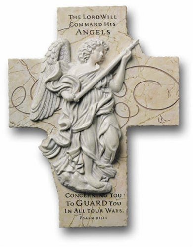28230 - 8" White Ceramic Angel Cross - [19-19]