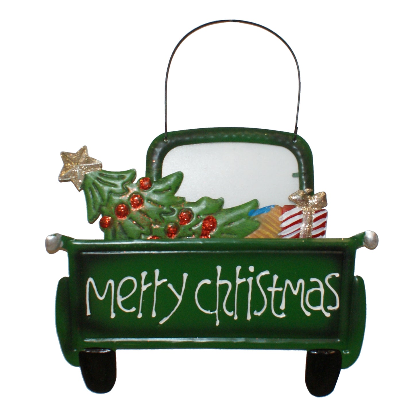 28500 - 11" Metal Hanging Green Truck w/ Merry Christmas |Pod 2-59|