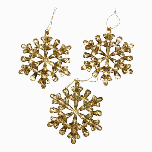 2855 - 4.8" Gold 3 Pack Snowflake Ornament |Pod 1-73|
