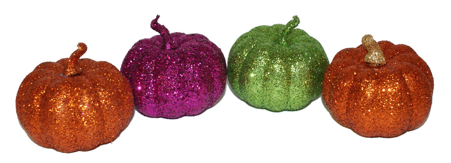 28619 - Set of 4 Glitter Mini Pumpkins for Fall |Pod 1-13|