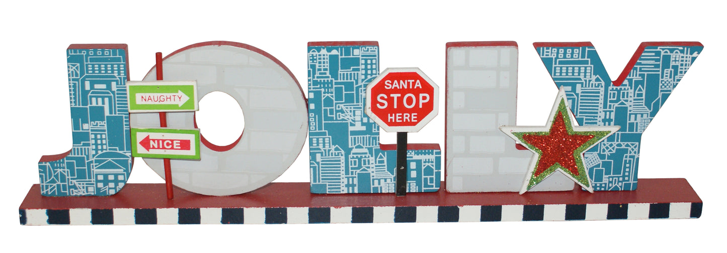 28621 - 13" Jolly Santa Stop Here Sign |Pod 2-59|
