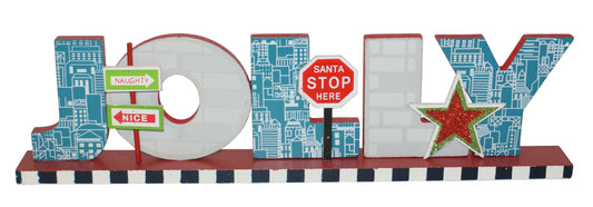 28621 - 13" Jolly Santa Stop Here Sign |Pod 2-59|