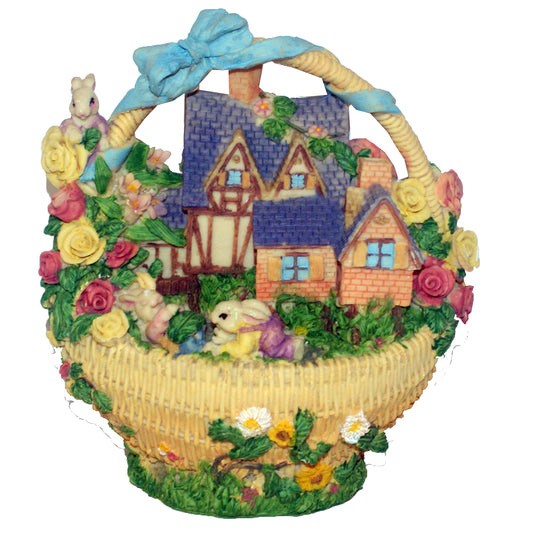 28790 - Whimsical 9" Easter House Ceramic Basket |22-7| (Processed)