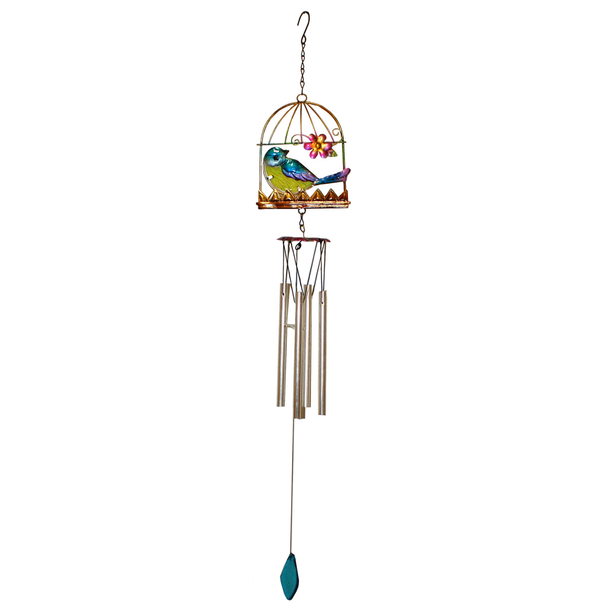 28874 -21" Glass and Metal Bird in Cage |G-7|