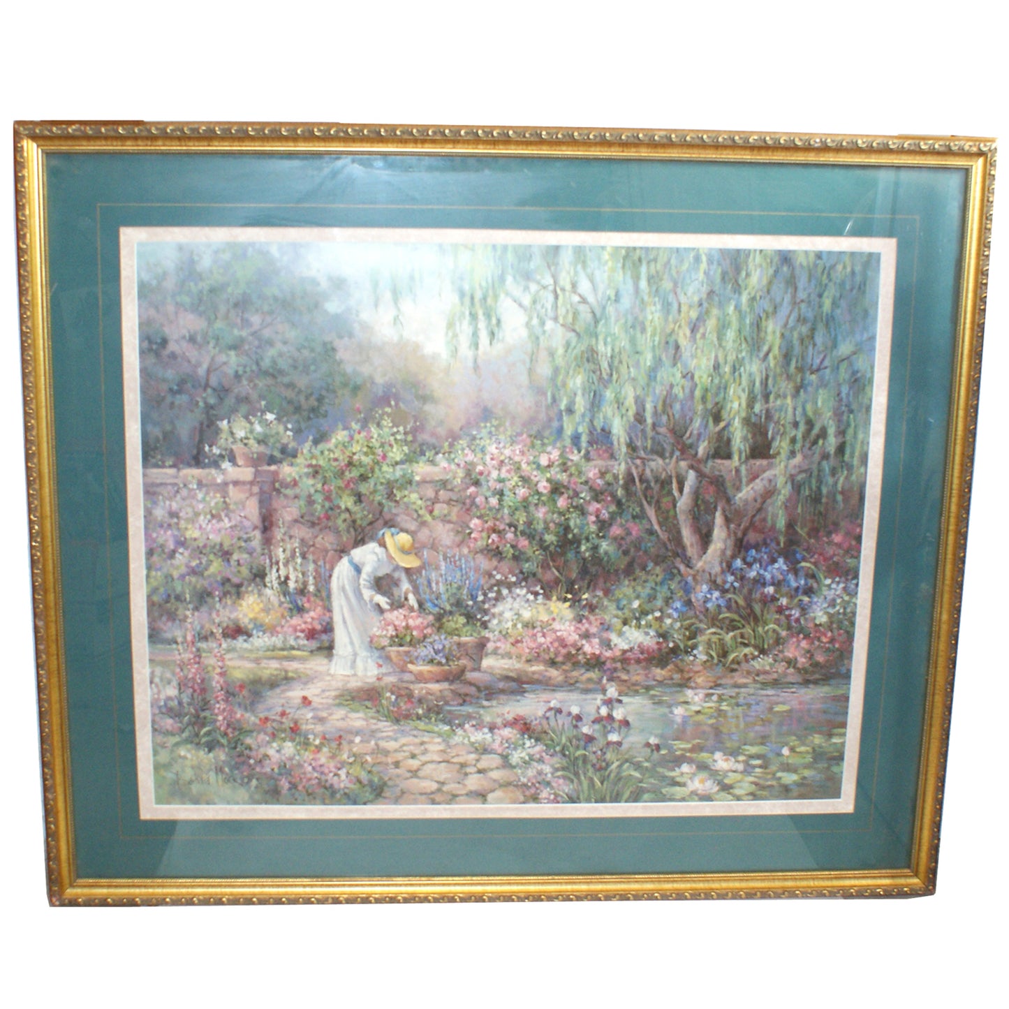 2900 - 38" x 24" Garden Lady Framed