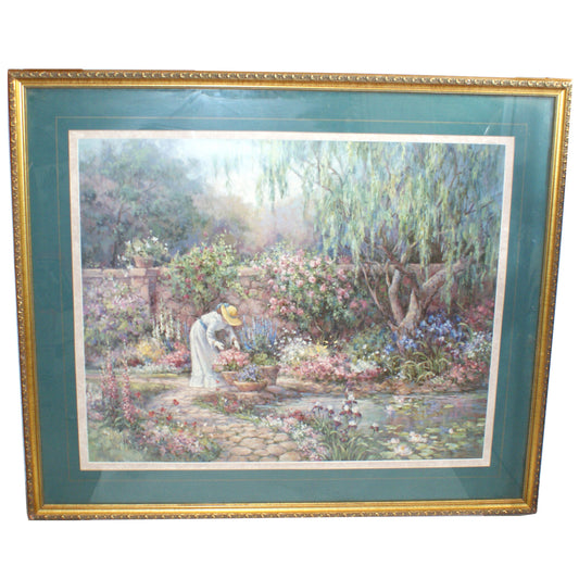 2900 - 38" x 24" Garden Lady Framed